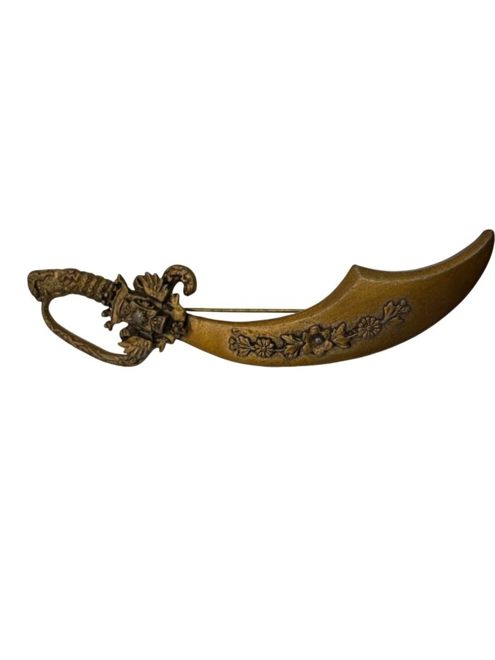 Georgian Scimitar Sword Dagger Pin Brooch Vintage Large 4" Serpent Snake Handle